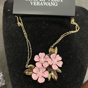 Simply Vera Vera Wang Pink and Gold Floral Necklace & Earrings